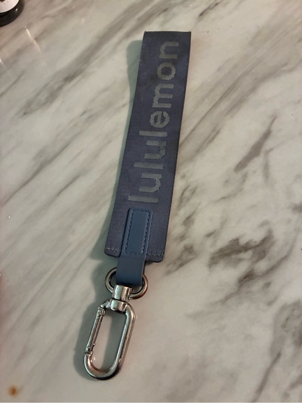 lululemon athletica Navy Blue Logo Strap with Silver Clip